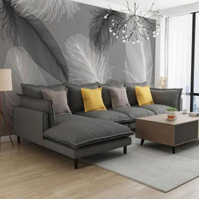 北欧8d电视背景墙墙纸艺术羽毛壁画影视.壁纸简约客厅卧室装饰