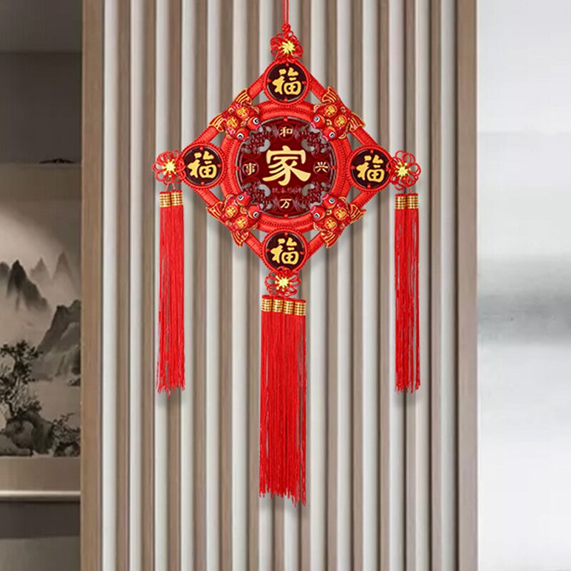 新时间:2022年02月28日桃木福字中国结挂件玄关大号招财进宝客厅高档