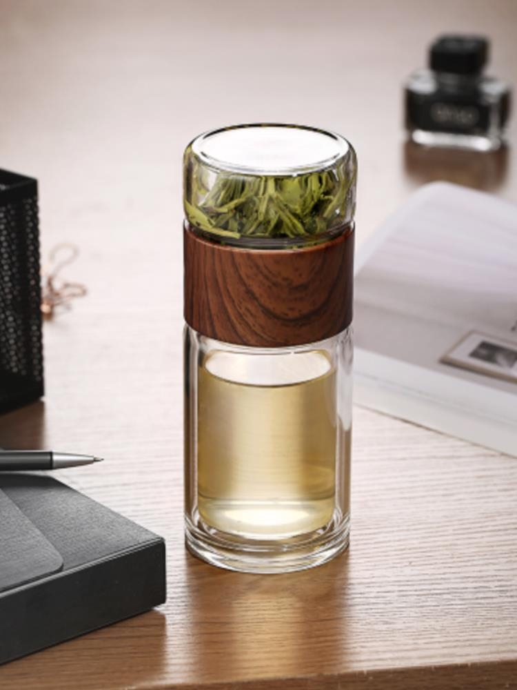 茶水分离双层防摔玻璃泡茶杯喝水的便携杯子保温过滤茶叶绿茶水杯