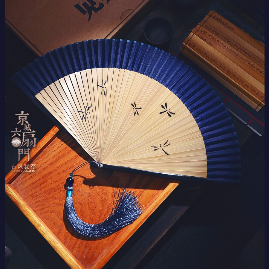 中日用古风小夏季素国风6寸折叠纯色扇子扇日式竹折扇面女士扇子