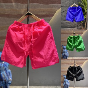夏季新款潮流荧光彩色休闲短裤情侣款时尚宽松速干运动沙滩五分裤