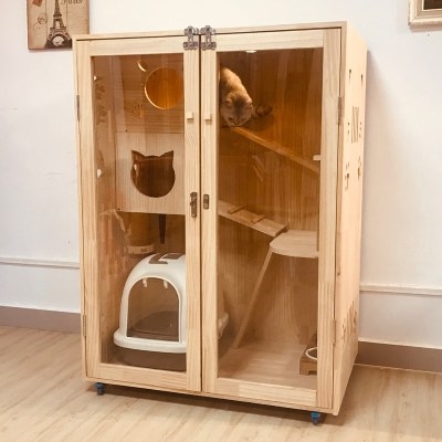 实木猫窝夏天柜子立式猫爬架飘窗超大高级别墅型个性四季豪华多猫