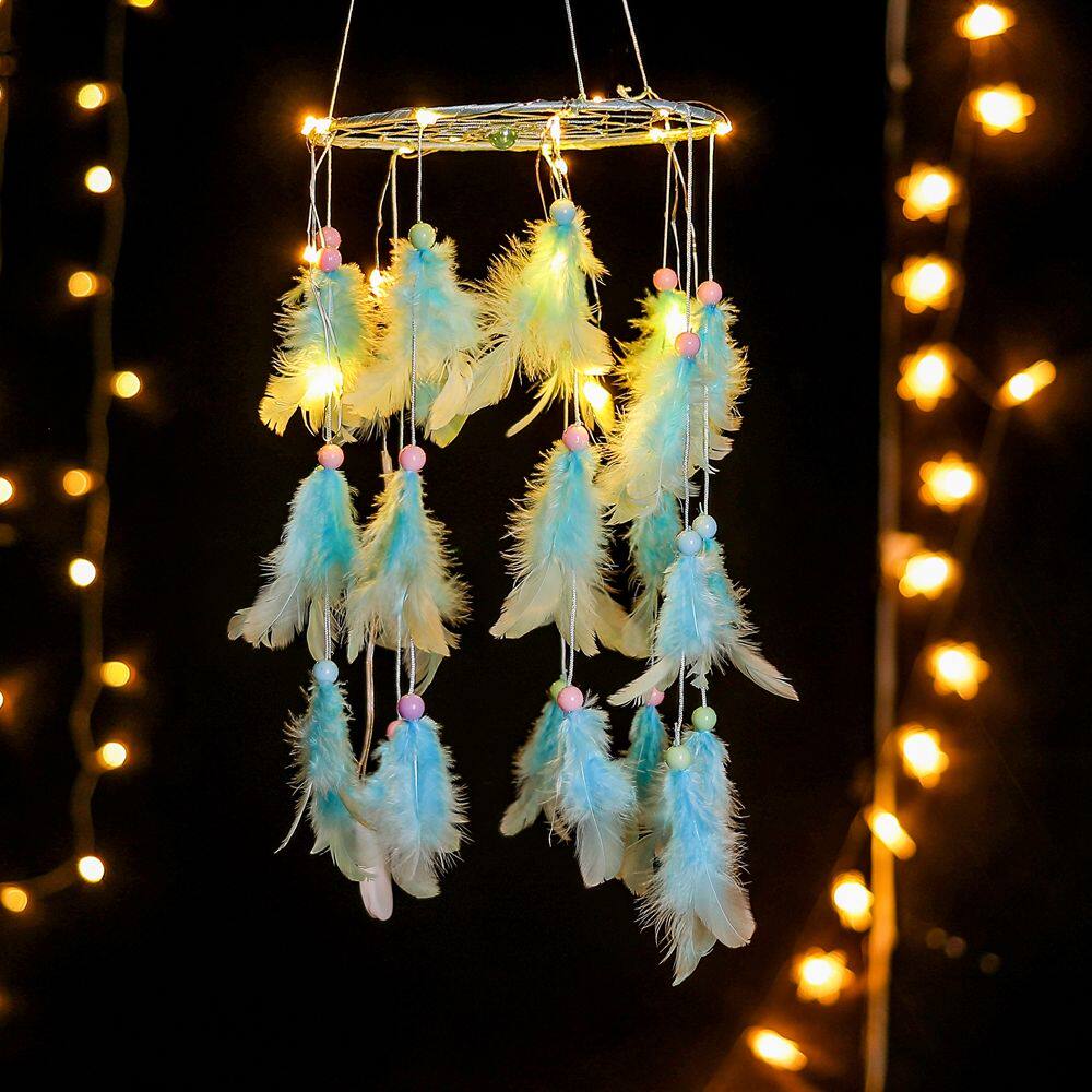 女diy少女心羽毛梦铃挂饰房间卧室装饰品挂件风铃生日礼物