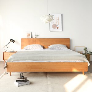 实木床原木色图片