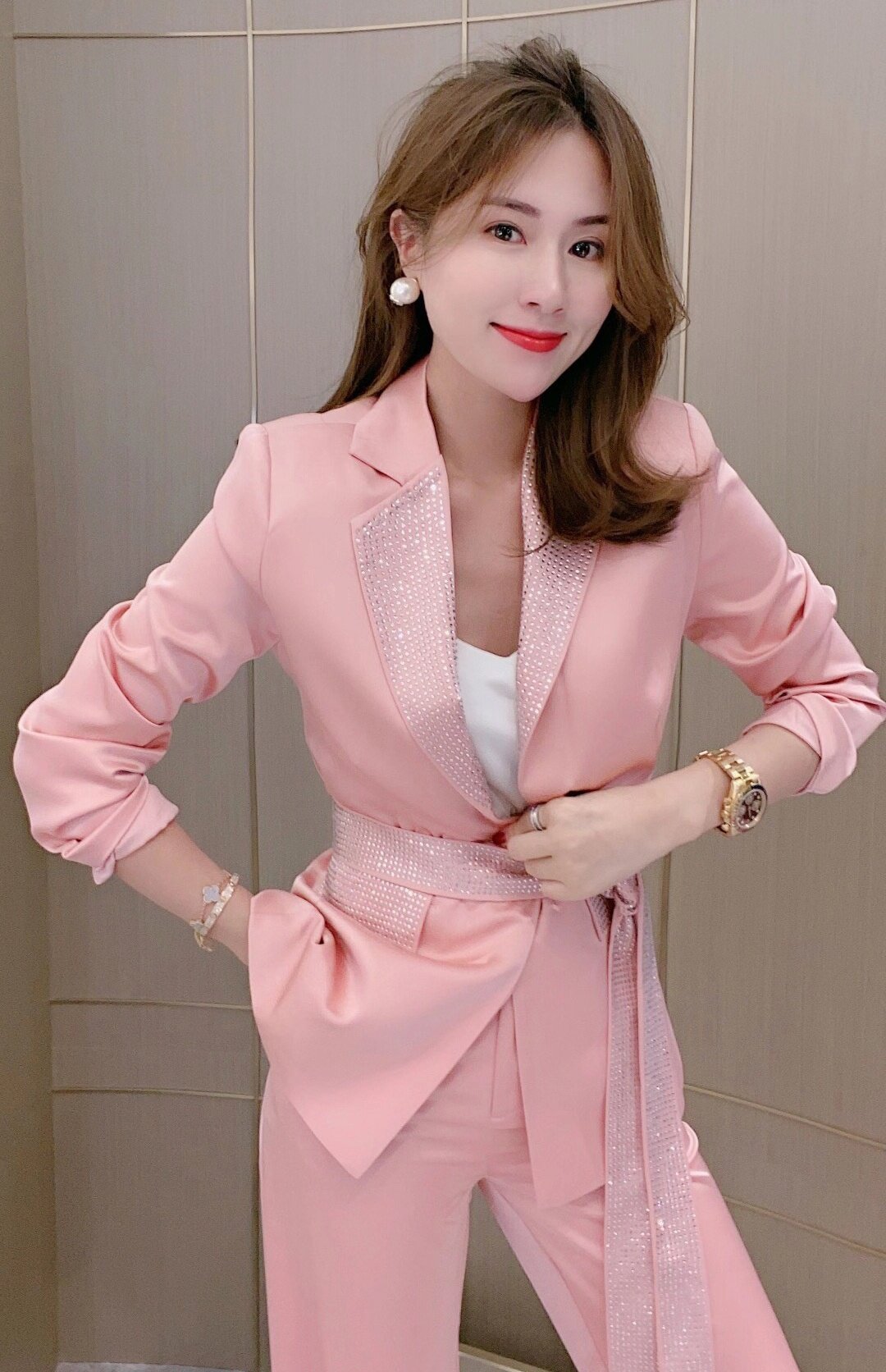 zizm高级感西装套装女气质醋酸职业女神范收腰吊带连衣裙春季新款