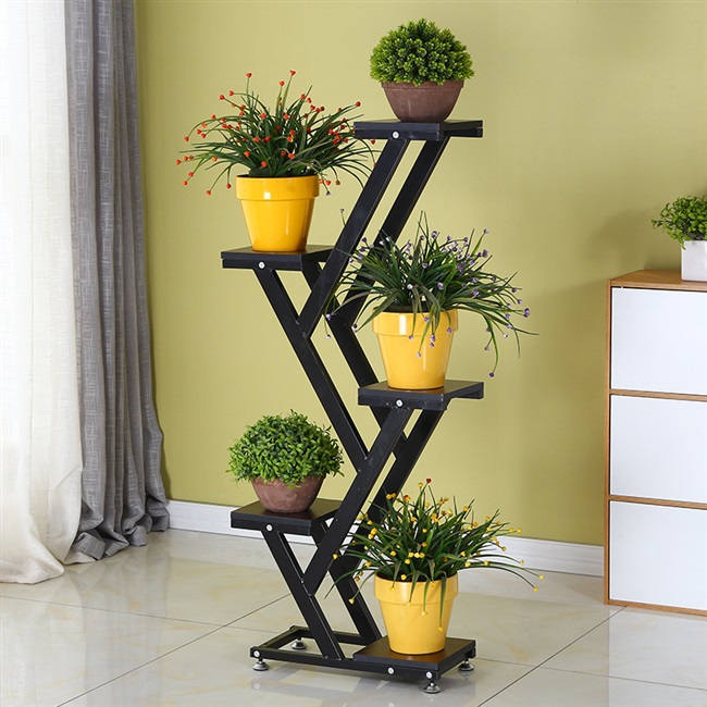 现代简约花架子客厅落地式吊篮绿萝铁艺花架多层置物架室内花盆架