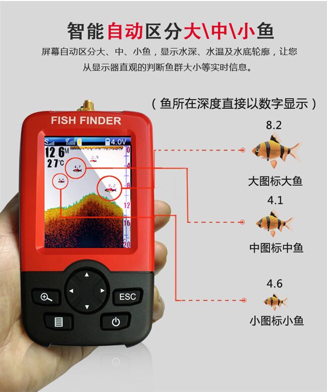 无线神器高清探鱼器可视声纳水下找鱼器鱼探仪声呐浑水钓鱼超声波