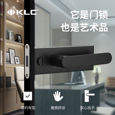 极简玻璃门锁钛铝镁合金卫生间12/16极窄边框黑色静音磁吸门锁图片