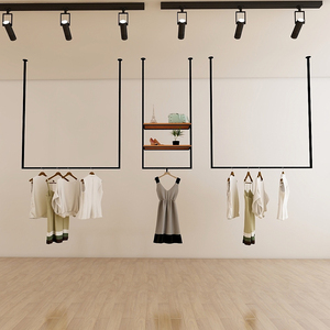 架艺挂衣吊顶铁服店墙展示架上悬挂架货架吊架服装服装女装陈列.