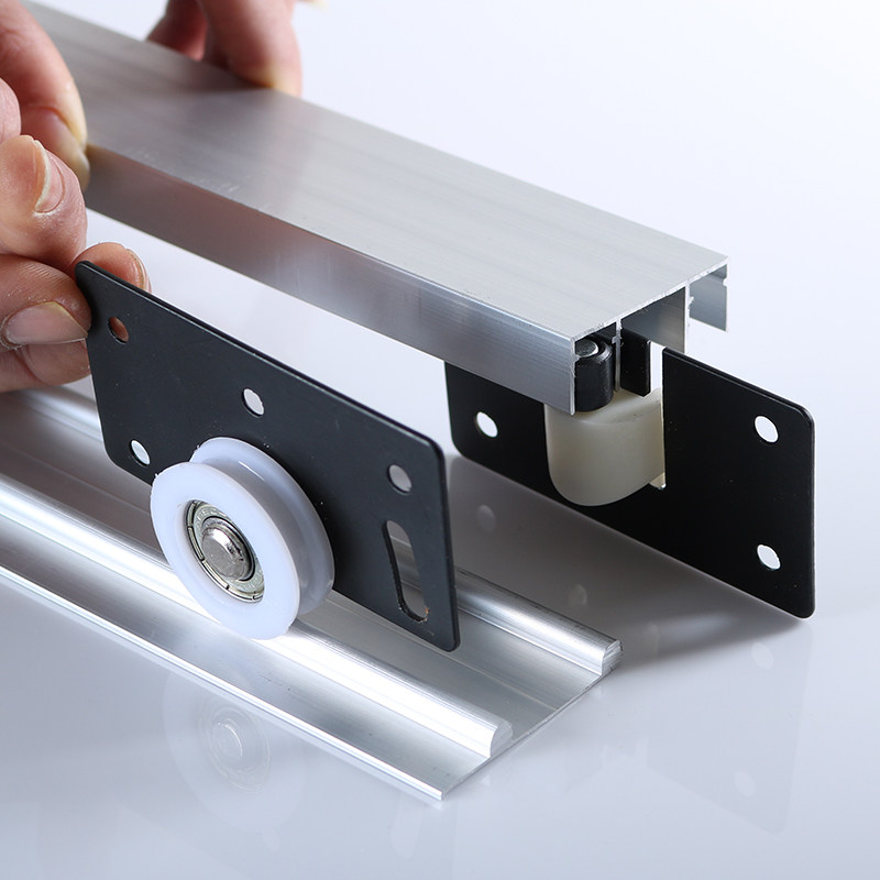 导轨加厚滑开槽趟轨道免门滑槽门轮衣柜移双推拉门门门轨双移配