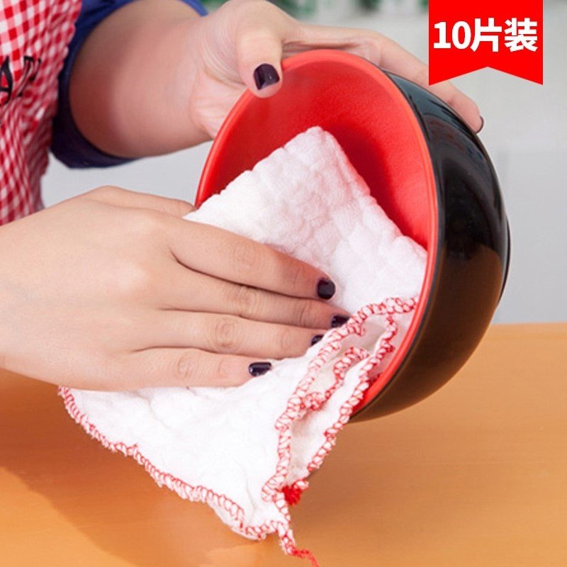 8层纯棉纱厚洗碗布不沾油厨房去污易清洗抹布10木纤维吸水擦桌布