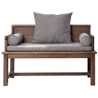 新中式沙发椅黑胡桃实木客厅休闲v单人位罗汉床复古禅意家具