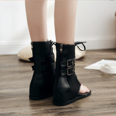 黑色平底凉鞋拉链图片