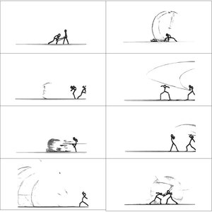 10*手翻书动画儿童手翻书空白翻页动画画创意火柴人打斗教程手绘学//*