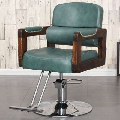 理发店椅子发廊专用实i木复古剪发椅子升降旋转放倒椅可躺美发椅