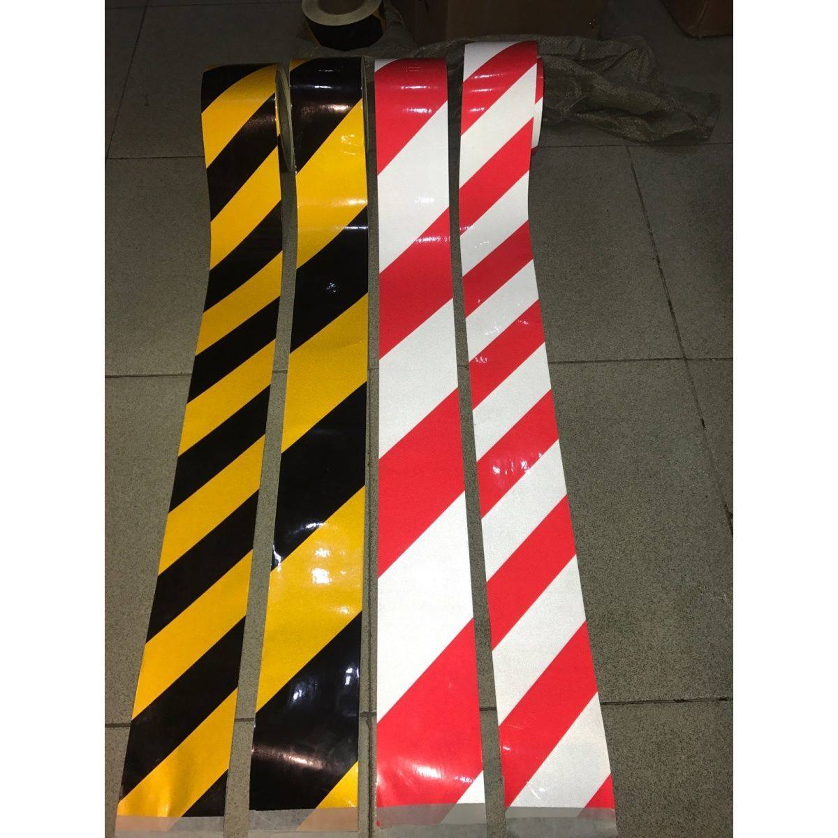 5cm10cm黑黄红白反光膜警示胶带反光贴条地贴纸防水标识贴