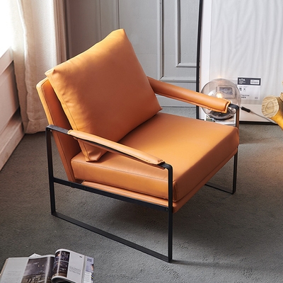 北欧现代真皮沙发椅单人椅懒人沙发简约小z户型卧室休闲椅皮质单