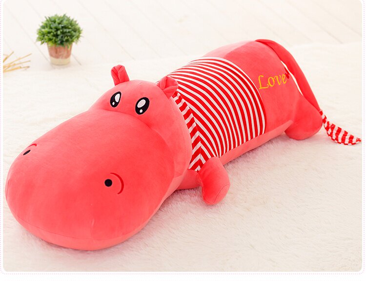 热销河马枕头_卡通河马抱枕公仔毛绒玩具b抱枕靠垫睡觉长条枕头玩偶布