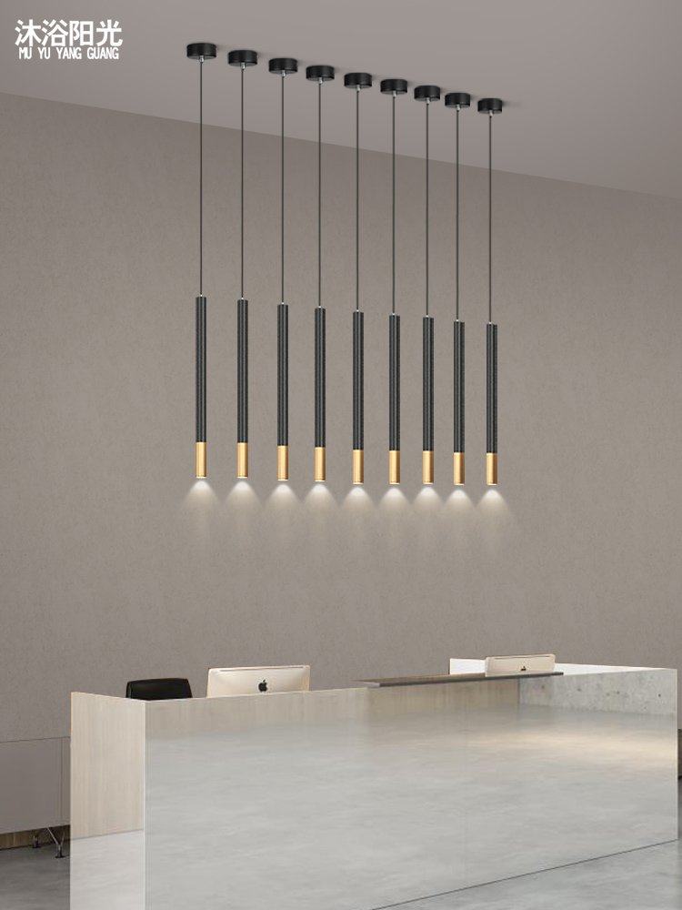 北欧led简约酒吧前台吧台圆柱形长筒吊灯餐厅卧室床头单头小吊灯