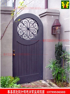 定制欧式铁艺大门防腐实木门庭院门花园别墅门入户单双开户外门
