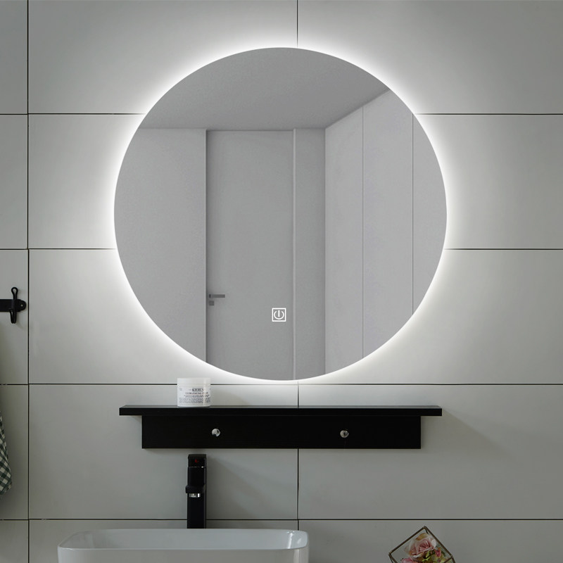 羚兔led圆形智能防雾镜子卫生间发光镜灯镜厕所卫浴镜背光浴室镜