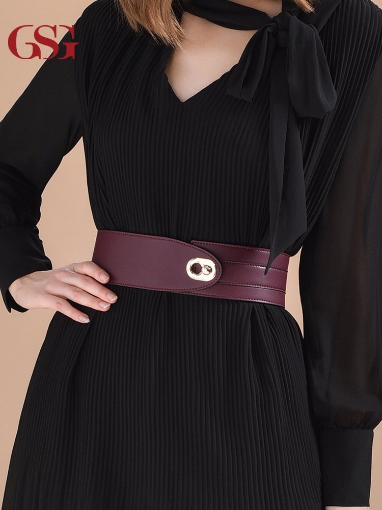 新款腰封女真皮宽腰带装饰夏配裙子风衣西装皮带简约大衣腰带配件