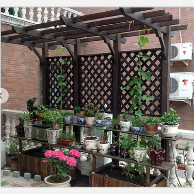 葡萄架庭院防腐木爬藤架户外露台地板楼顶阳f台花园碳化木单边凉
