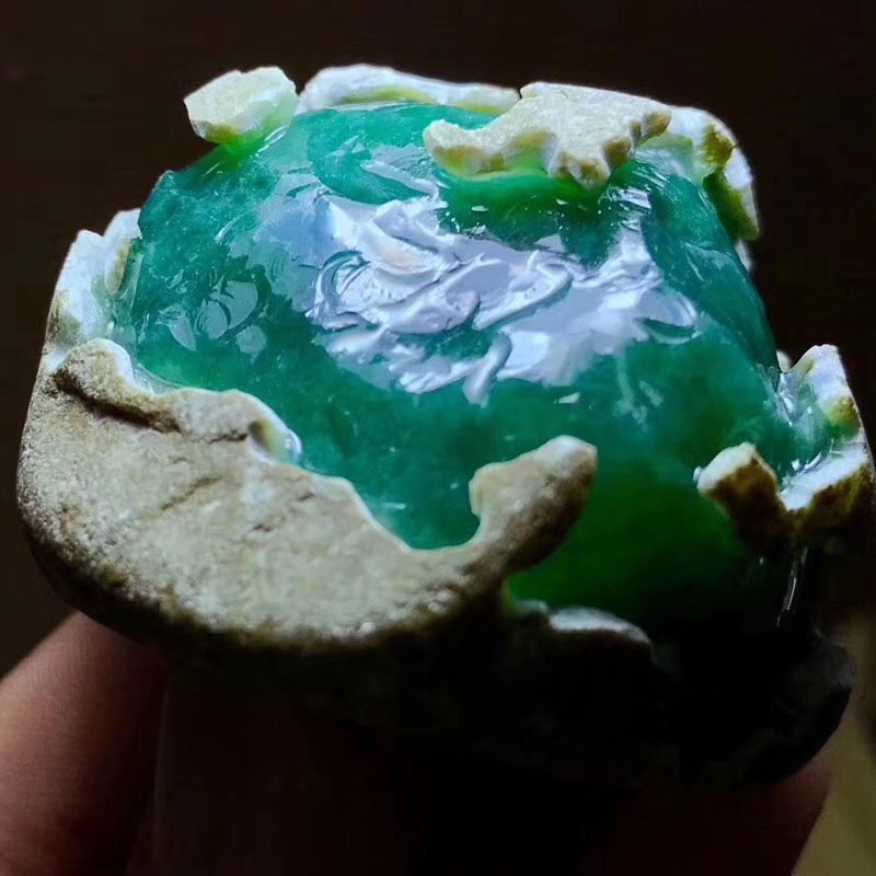 缅甸天然翡翠原石毛料石头老坑木那莫西沙冰种玉石公斤料手镯定制