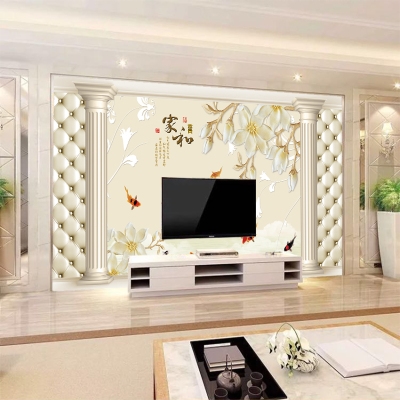 背景墙壁纸壁画墙纸卧室贴画无纺布墙画8d立体水晶电视墙布画优惠券