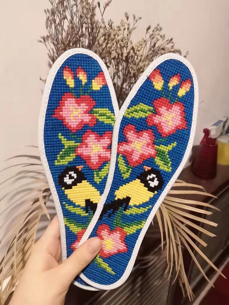 十字绣鞋垫自己绣半成品a小鸟鹦鹉不掉色带针线透气手工刺绣花礼