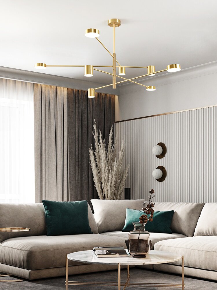 北欧现代简约轻奢全铜客厅吊灯极简风格家用大气餐厅卧室网红吊灯