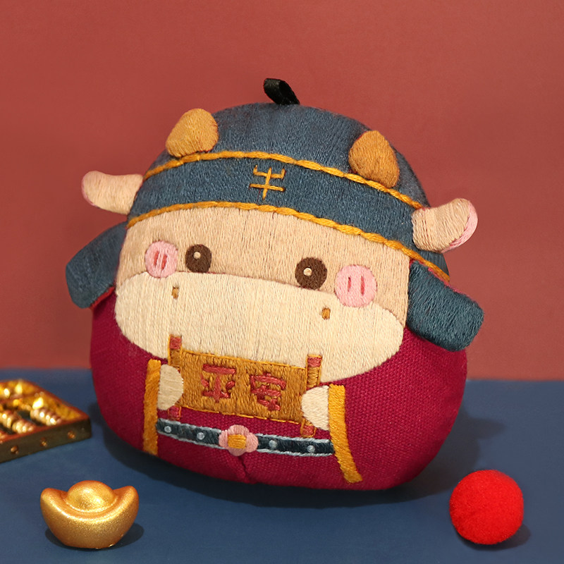 热销随身平安福_平安符刺绣手工diy材料包平安福生肖牛随身挂件自绣送