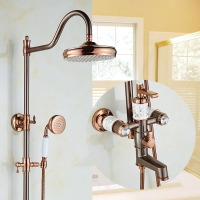 i美式玫瑰金棕古铜淋b浴器花洒套装欧式全铜仿古冷热水龙头带2022