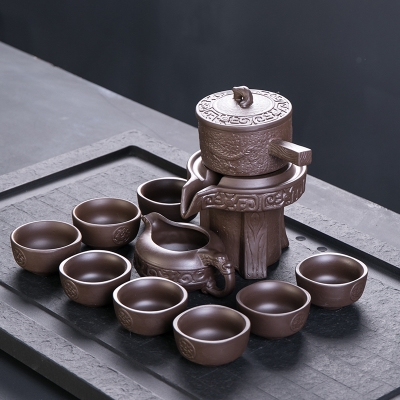 紫砂石磨半全自动功夫茶具套装陶瓷家用防烫茶壶时来运转泡茶神u