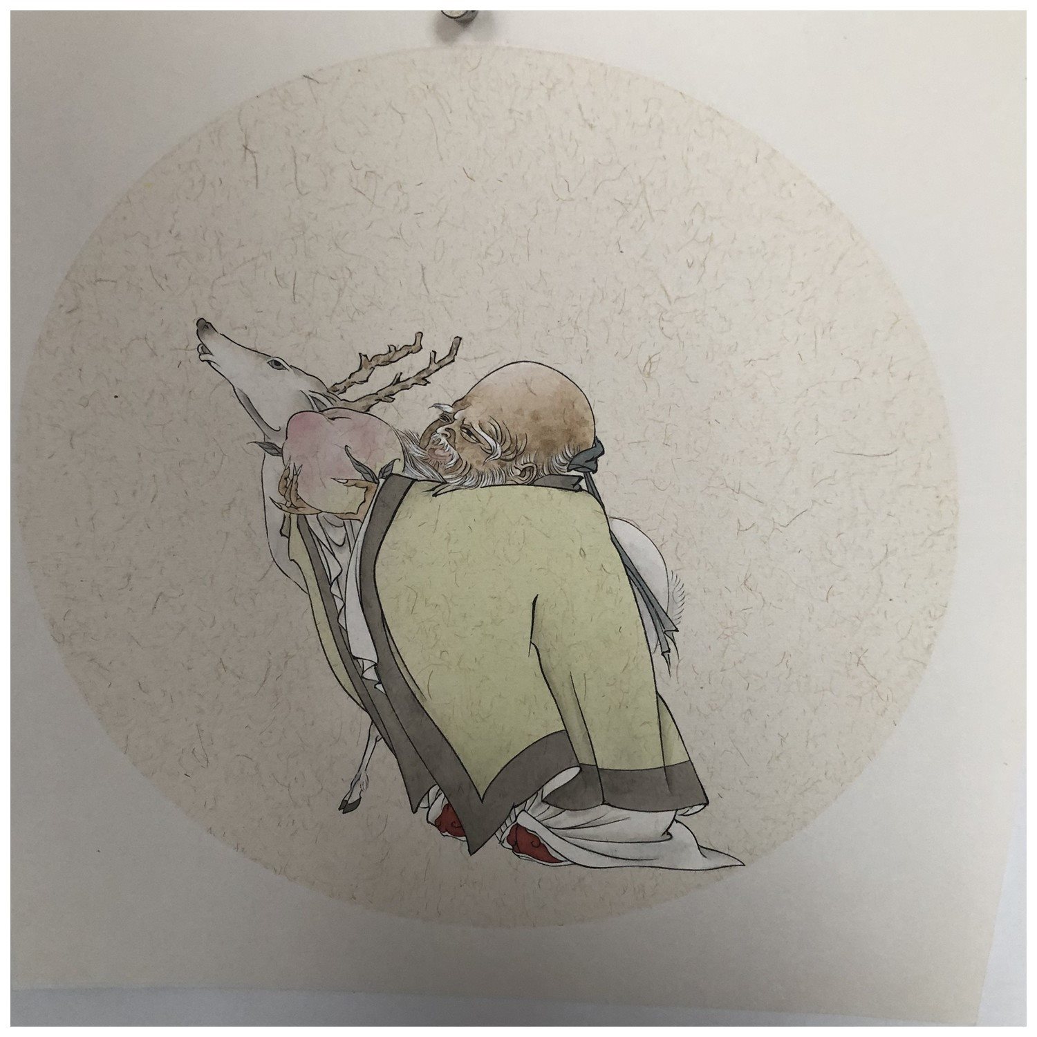 纯手绘工笔画国画寿星寿桃精品礼品成品定制接单作品人物字画吉祥