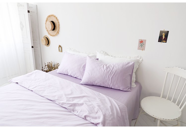 【蜗牛塔】香芋紫g浅紫色纯色60支纯棉贡缎床品套件三/四件套