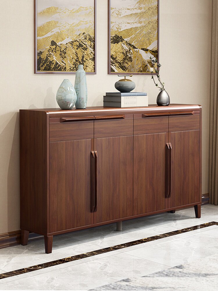 新中式鞋柜实木杠家用门口大容量玄关柜入户阳台收纳置物柜门厅柜