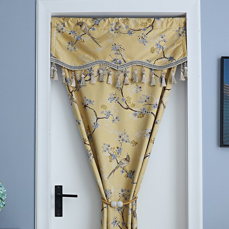 新款新中式门帘隔断帘免钉家用黄色中国风装饰帘子i布艺房门帘卧