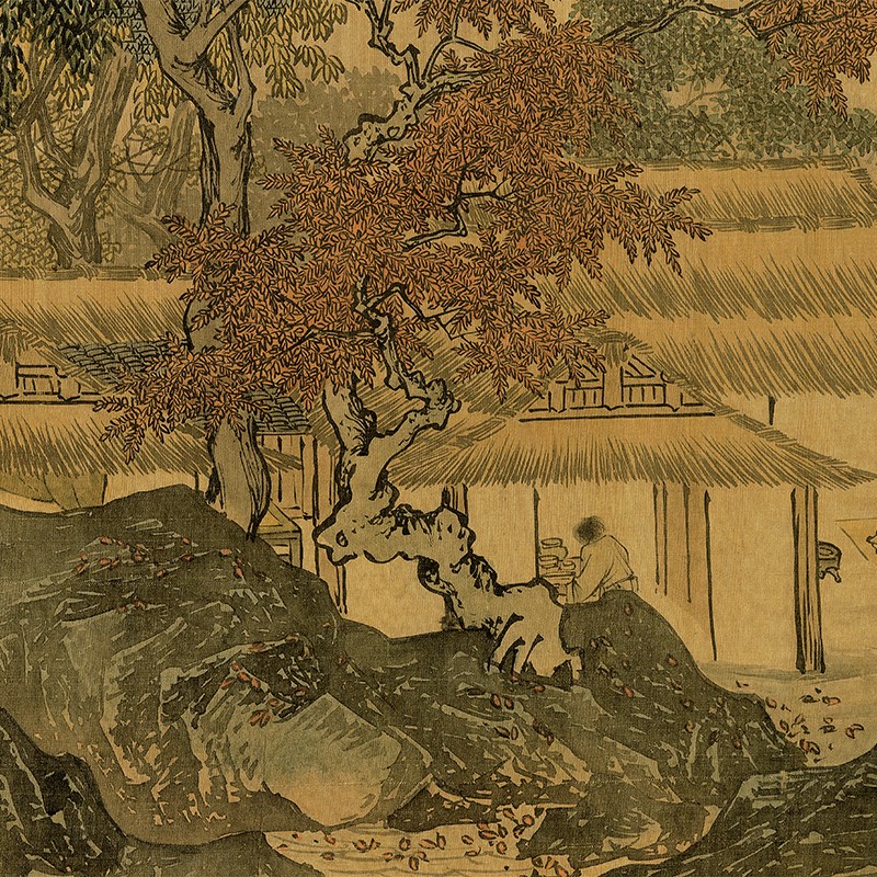 唐寅唐伯虎溪山鱼隐图全卷复古书法字画真迹微喷q复制国画临摹