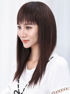 假发女长发长直发中长发自然全头加b厚发量逼真女士齐刘海假头套