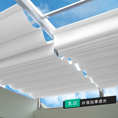 阳光房遮阳顶帘电动折叠天棚玻璃顶隔热卷帘天窗遮光手动s卷帘防