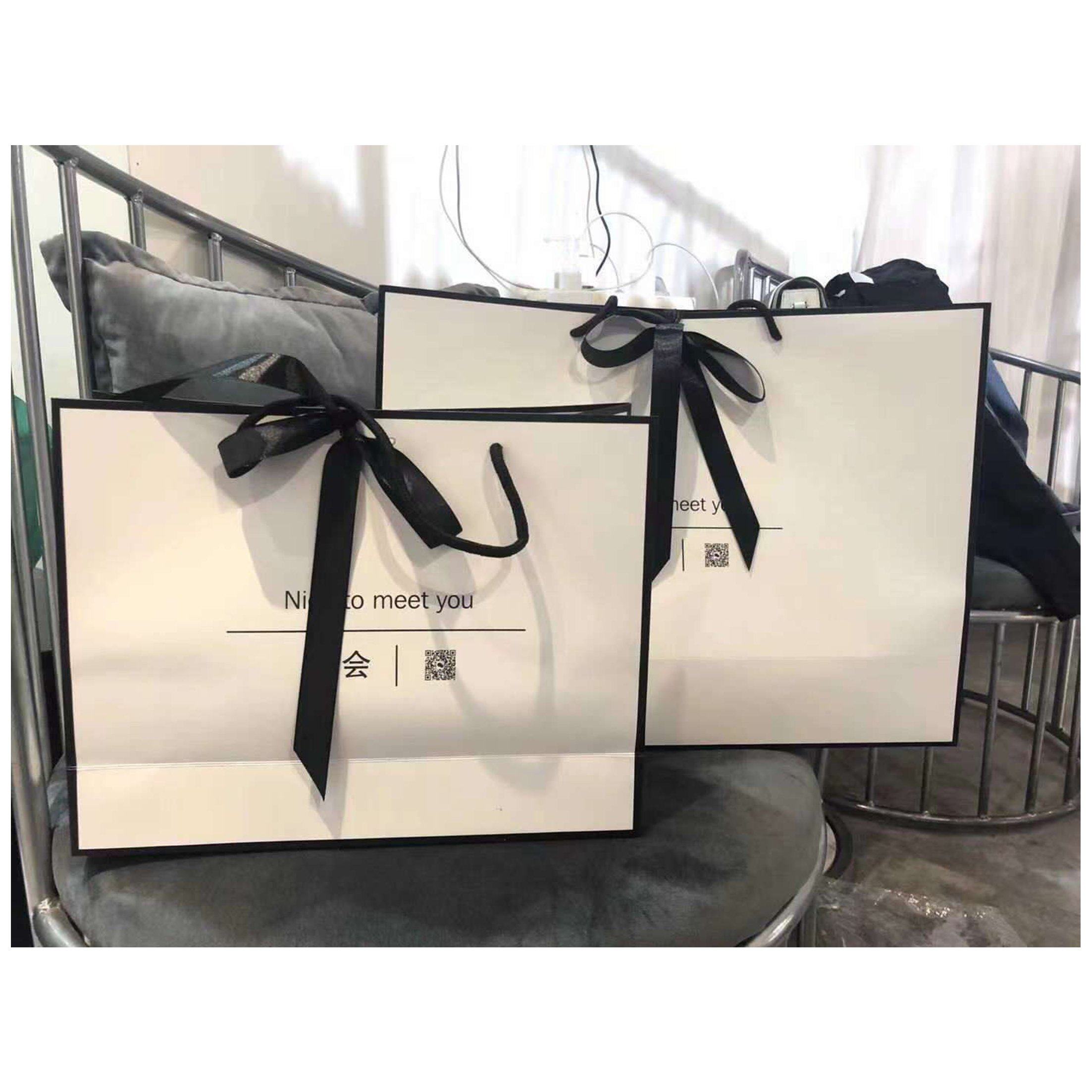 服装店手提纸袋定制印刷logo加厚蝴蝶结丝带款购物礼品袋衣服袋子