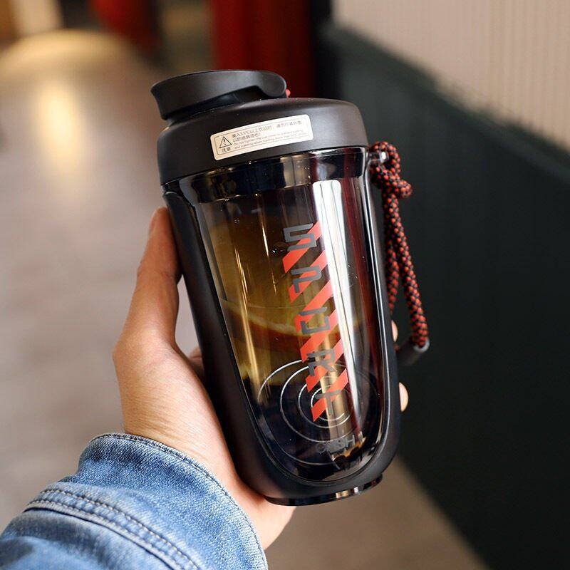 粉杯创意简约蛋白粉奶昔摇摇杯高颜值带刻度果汁水杯健身塑料—杯子