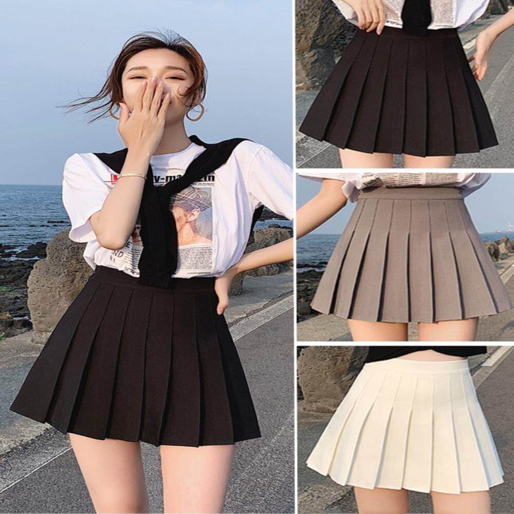 黑色百褶裙女夏款半身裙子白色高腰a字2021新款小个子灰色jk短裙