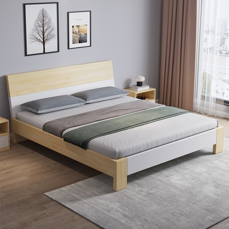 实木床现代简约主卧大床2021年新款1.8家用双人床轻奢1.5米出租房