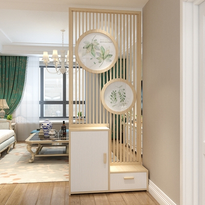 现代简约屏风柜子一体隔断柜玄关柜客厅顶天立j地鞋柜圆形镂空屏