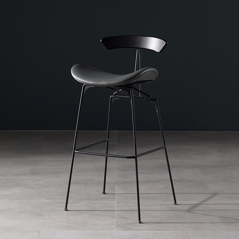 北欧复古靠背吧台椅家用蚂蚁吧c椅简约高椅子铁艺高脚凳奶茶店吧