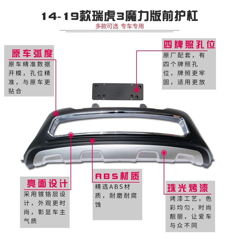 适用于14-19款奇瑞瑞虎3前保险杠前后护杠瑞虎3前后保险杠改装