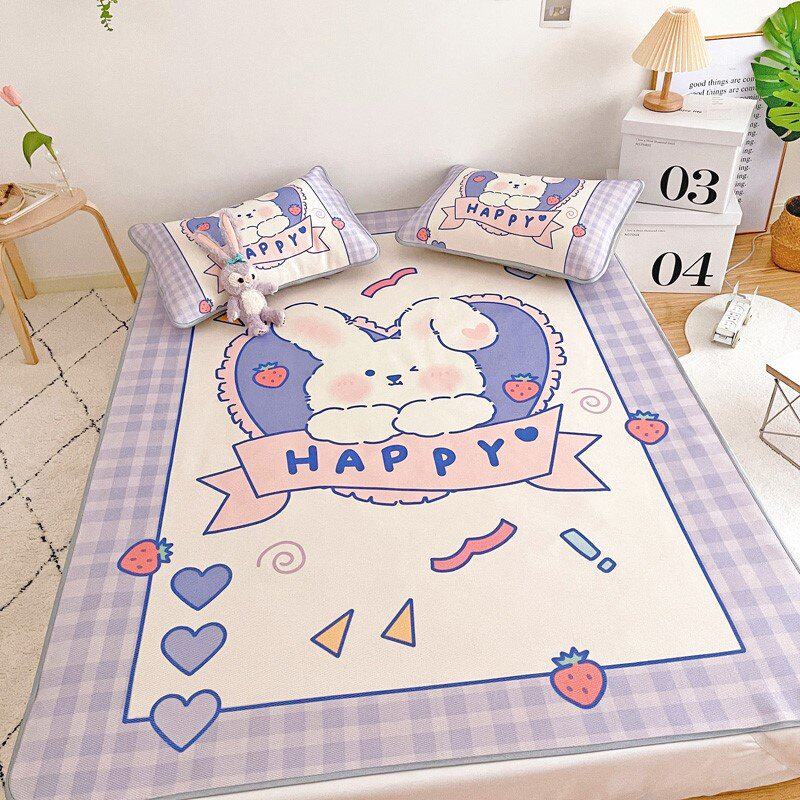 儿童凉席夏季女孩学生卡通三件套儿童床卡通空调席子宿舍可机洗 - 仁