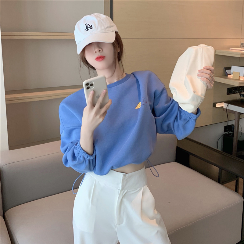 港味气质爆款长袖宽松韩版卫衣女新款2020年秋冬炸街短款露脐上衣